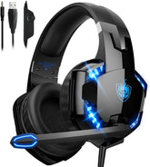 PHOINIKAS Gaming Headset for PC, PS4, PS5, Xbox, 7.1 Stereo Gaming Headphone for Switch, Over Ear Headphones with Noise Cancelling Mic (Blue) - Gaming Headphone
