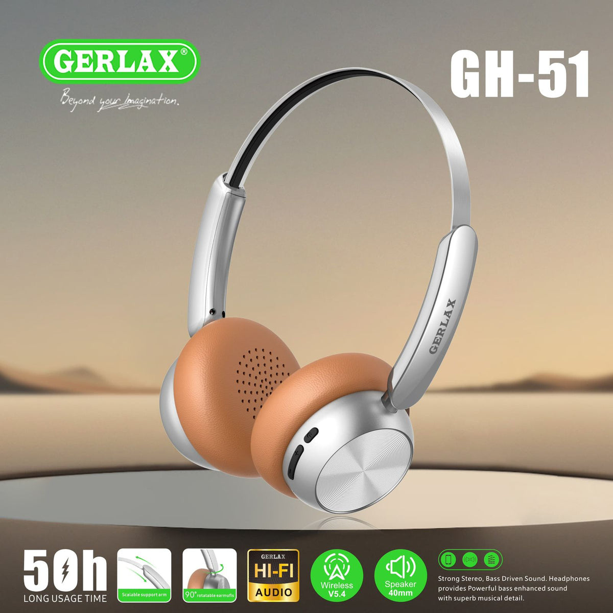 Gerlax High Quality ANC Wireless Headphones 50 Hours Play Time - Headphone Lightweight - Headphones Wireless