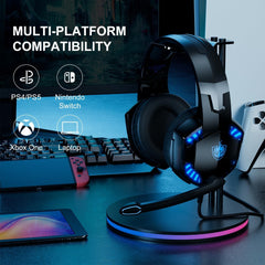 PHOINIKAS Gaming Headset for PC, PS4, PS5, Xbox, 7.1 Stereo Gaming Headphone for Switch, Over Ear Headphones with Noise Cancelling Mic (Blue) - Gaming Headphone