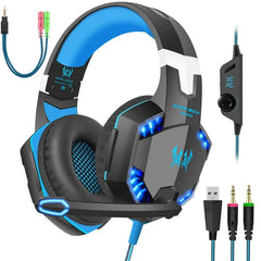 Kotion Each Gaming Headphone With Mic G2000, Stereo Headphones HiFi with Microphone, LED Light - ANC Wired Gaming Headphones