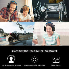 Kotion Each Gaming Headphone With Mic G2000, Stereo Headphones HiFi with Microphone, LED Light - ANC Wired Gaming Headphones