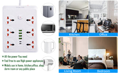 Universal Power Extension Cord with 6 Socket and 4 Usb Port Plus 2 PD Fast Port - Extension board Multi Protection - Socket Board