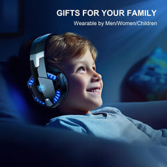 PHOINIKAS Gaming Headset for PC, PS4, PS5, Xbox, 7.1 Stereo Gaming Headphone for Switch, Over Ear Headphones with Noise Cancelling Mic (Blue) - Gaming Headphone