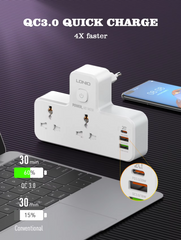 Ldnio SC2311 20W 3-Port USB Charger Extension - Power Extension - Fast Charging Socket Extension