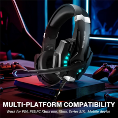 Kotion Each G9000 Pro Stereo Gaming Headset for PS4, PC, Xbox One Controller, Gaming Headphones Noise Cancelling Over Ear Headphones with Mic, LED Light, Bass Surround