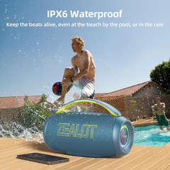 ZEALOT P12 Portable Bluetooth Speaker, 80W Peak Waterproof Loud Booming Sound Speakers, Dual Pairing, XBass, 20H Playtime, Outdoor Speaker with Handle for Camping, Beach, Party, Backyard