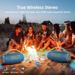 ZEALOT P12 Portable Bluetooth Speaker, 80W Peak Waterproof Loud Booming Sound Speakers, Dual Pairing, XBass, 20H Playtime, Outdoor Speaker with Handle for Camping, Beach, Party, Backyard