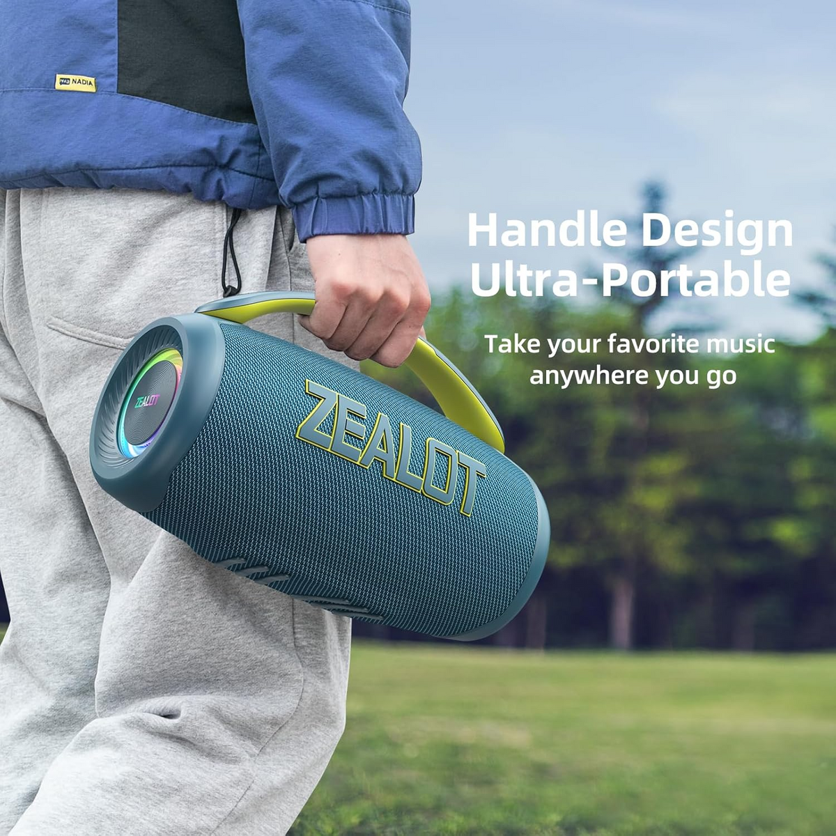 ZEALOT P12 Portable Bluetooth Speaker, 80W Peak Waterproof Loud Booming Sound Speakers, Dual Pairing, XBass, 20H Playtime, Outdoor Speaker with Handle for Camping, Beach, Party, Backyard